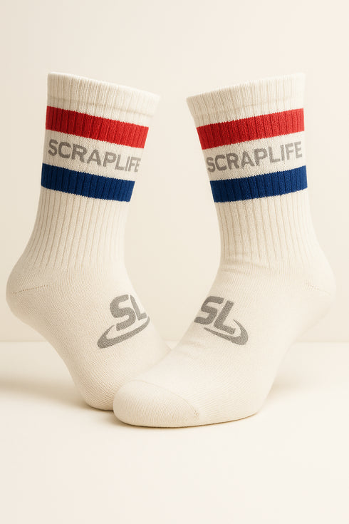 ScrapLife Red & Blue Stripe Crew Socks