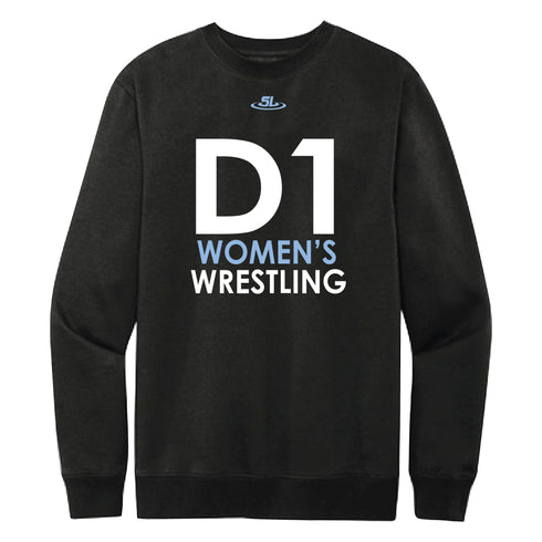 D1 Women's Wrestling Crew Neck Sweatshirt - Black