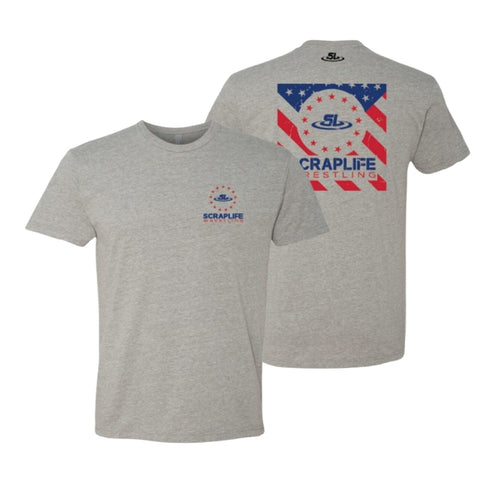ScrapLife Wrestling Patriotic Tee Grey - Adult