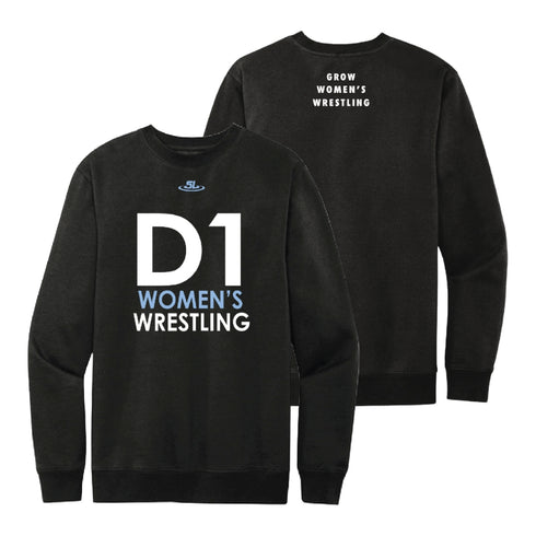 D1 Women's Wrestling Crew Neck Sweatshirt - Black