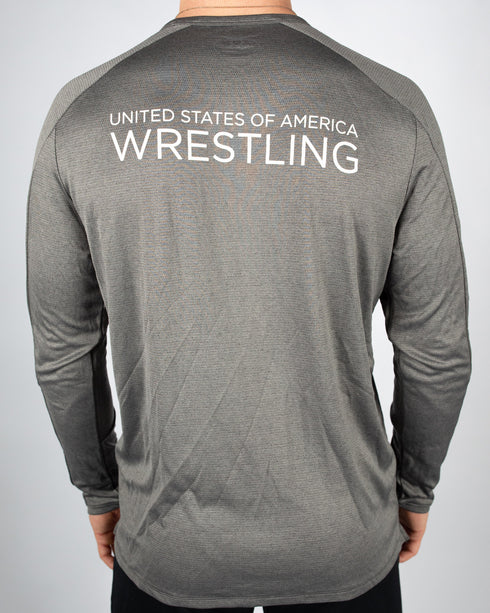 Under Armour Wrestling Men's Gray US Flag Lighter Longer Crew