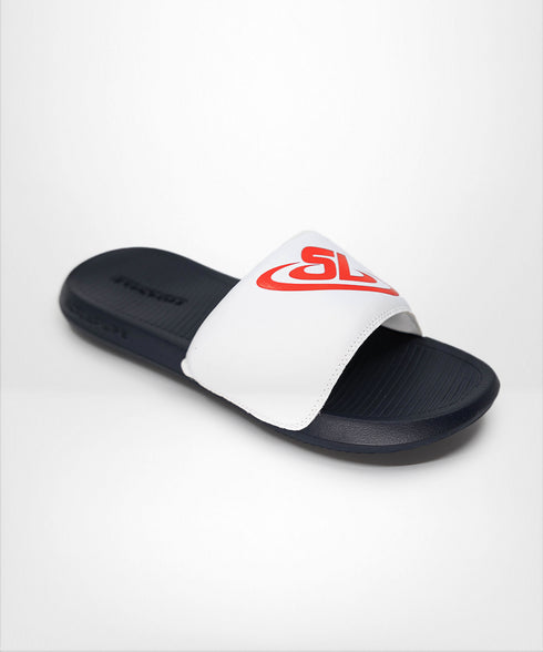 ScrapLife Sport Slides - Navy/White With Red Logo Wrestling Shoes