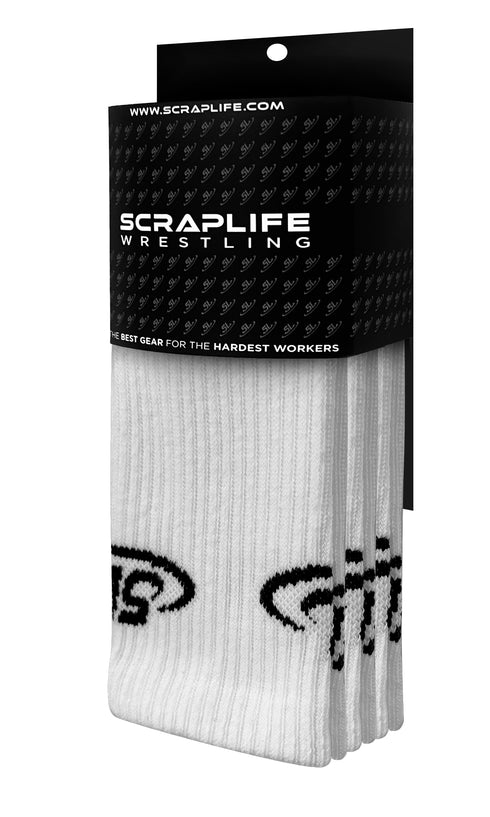 ScrapLife Wrestling White Crew Socks 3-Pack