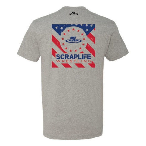 ScrapLife Wrestling Patriotic Tee Grey - Adult