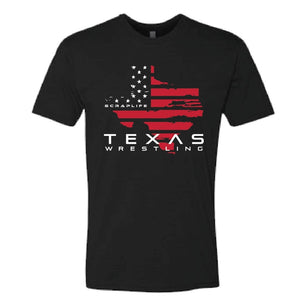 ScrapLife Texas Wrestling Red Flag Tee Black - Youth and Adult