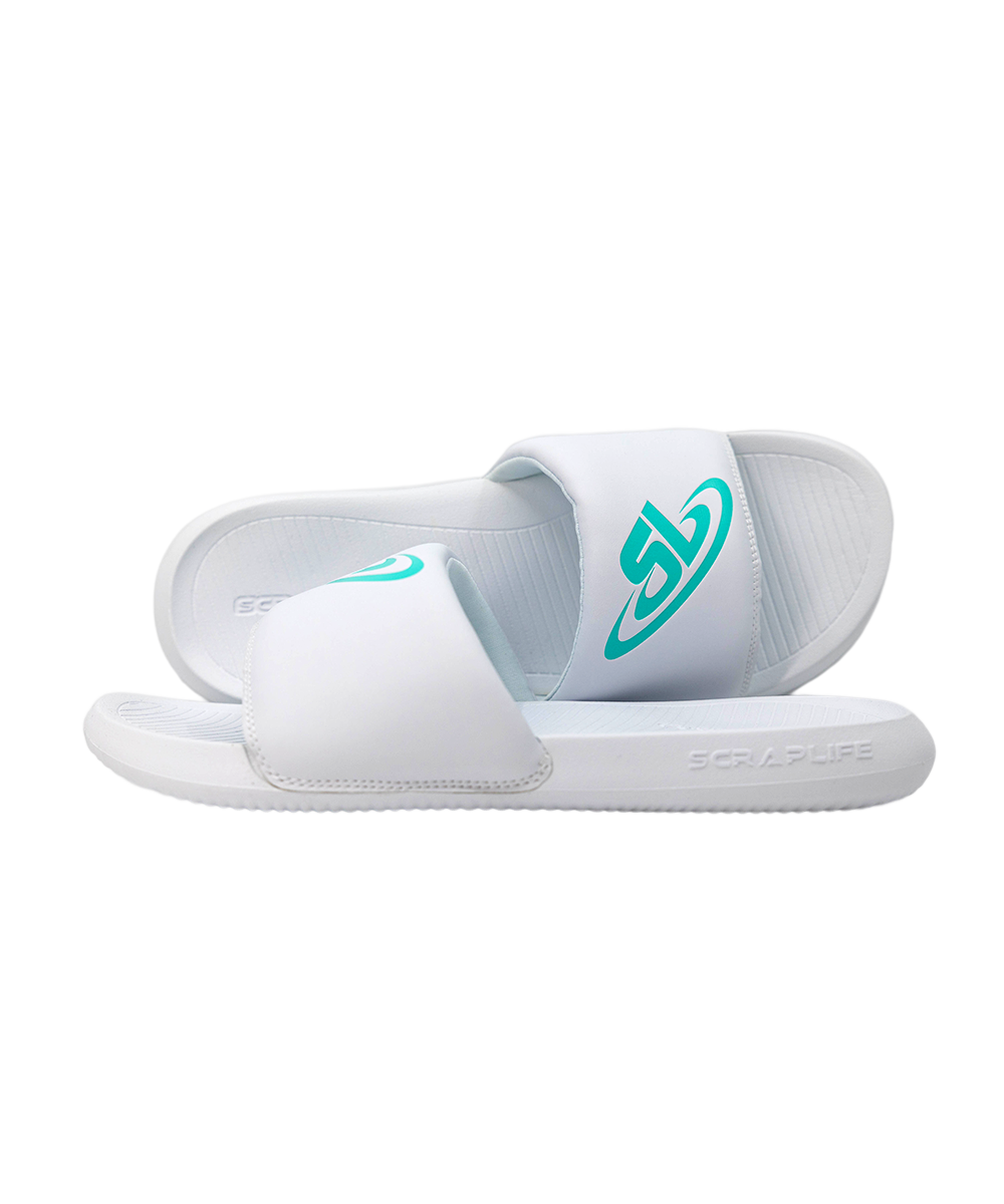 ScrapLife Sport Slides - White With Tiffany Logo Wrestling Shoes 33Sale Accessories BFCM2023 Easter2025 Email Automation Promos Included Exclud Outlet Post Regular Priced SAVE40 shoes Slides White