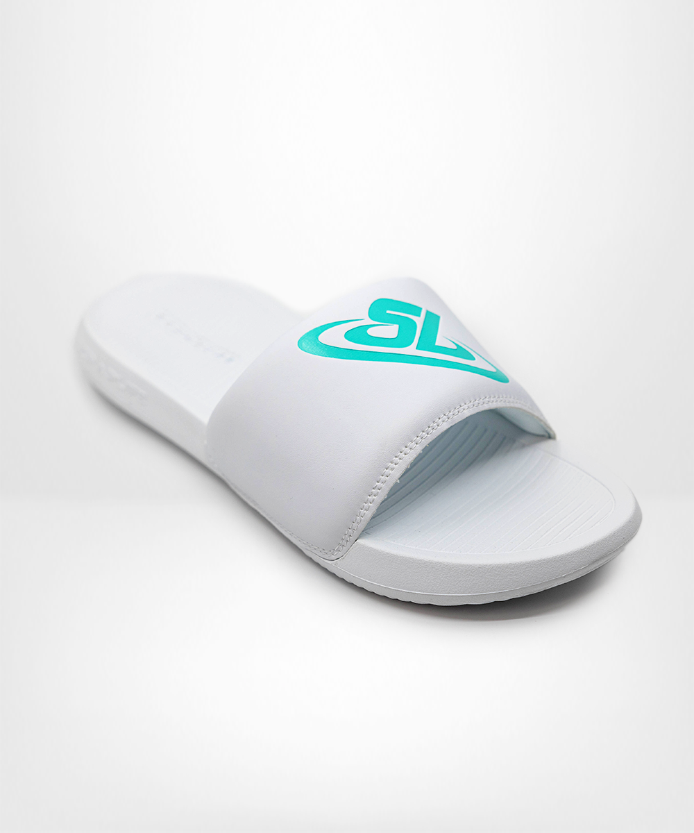 ScrapLife Sport Slides - White With Tiffany Logo Wrestling Shoes 33Sale Accessories BFCM2023 Easter2025 Email Automation Promos Included Exclud Outlet Post Regular Priced SAVE40 shoes Slides White